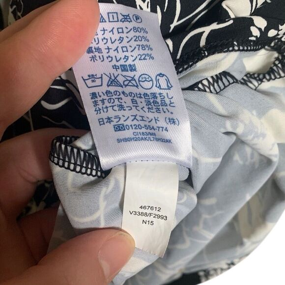 LANDS END Swim Tankini Top Womens Size 10 Floral Black White Padded Modest Sun - Picture 10 of 11